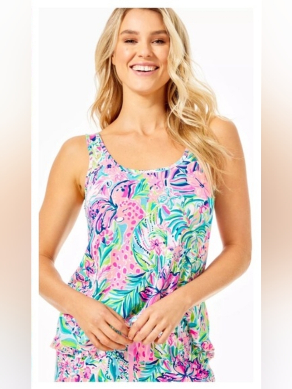 Lilly Pulitzer Pink Multi Tropical Print PJ Tank